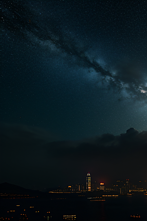 香港夜晚的废墟美景