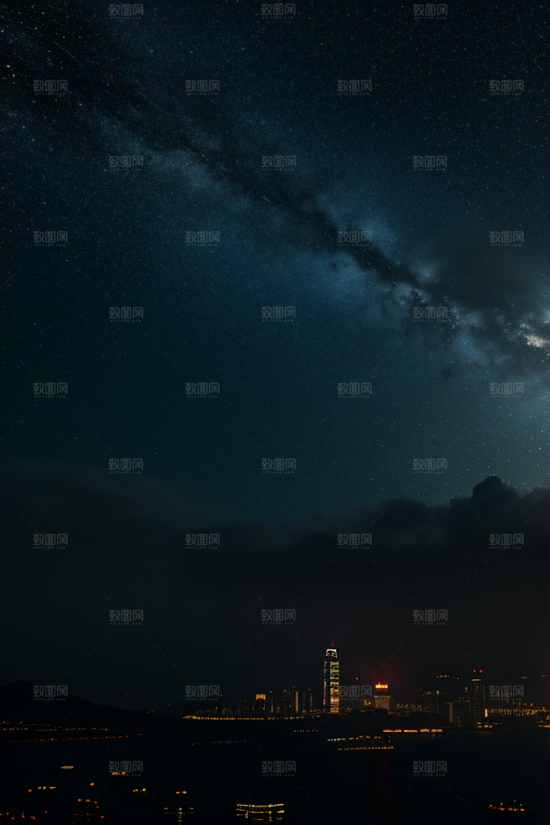 香港夜晚的废墟美景