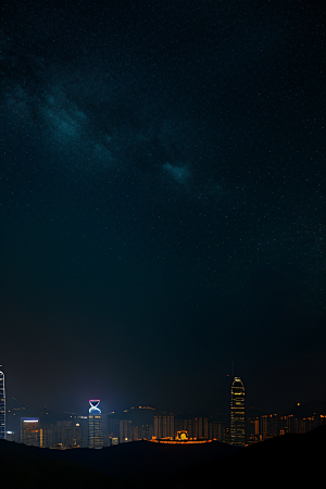 香港夜晚的废墟美景