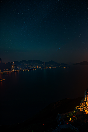 香港夜晚的废墟美景