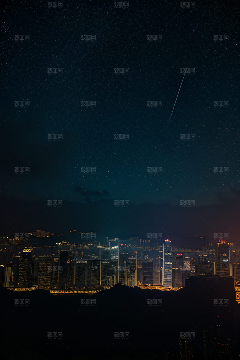 香港夜晚的废墟美景