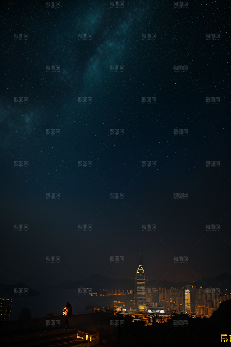 香港夜晚的废墟美景