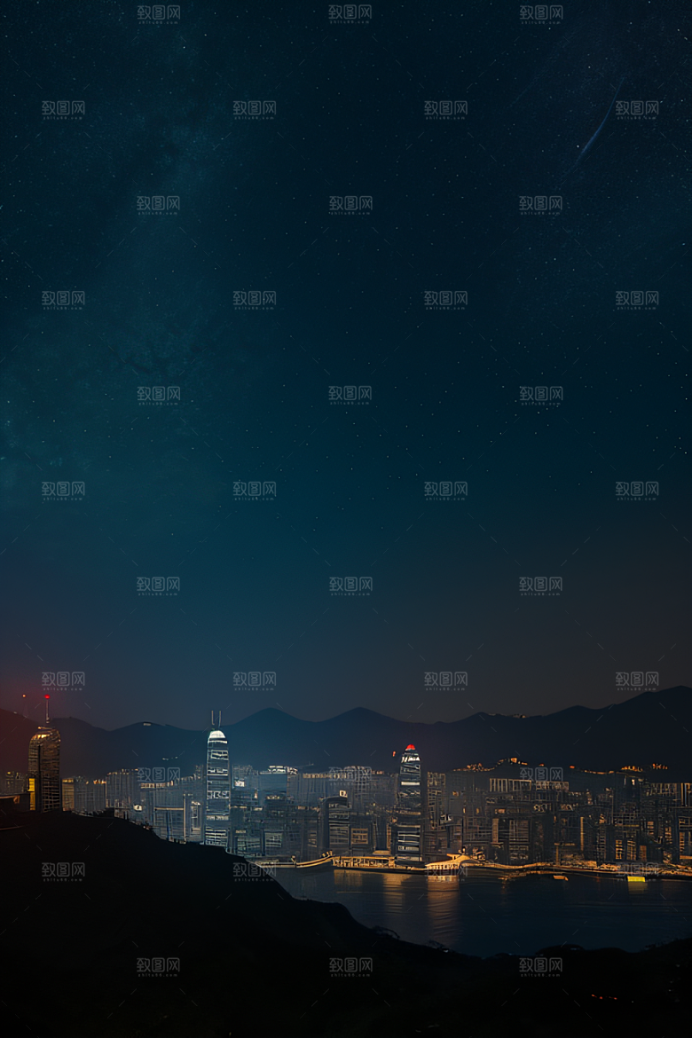 香港夜晚的废墟美景