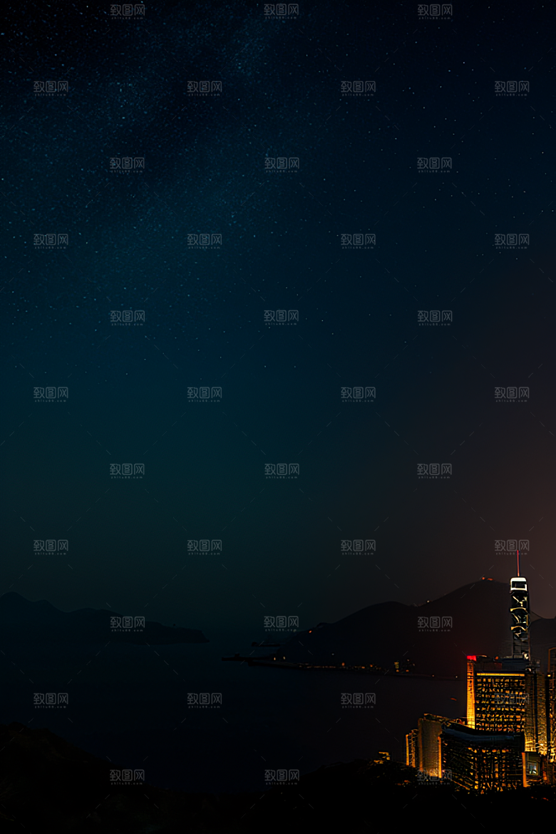 香港夜晚的废墟美景