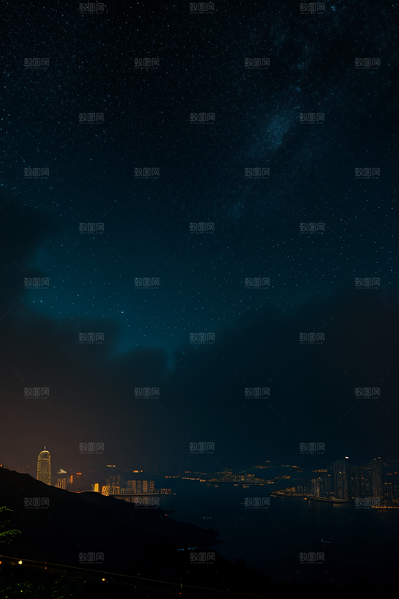 香港夜晚的废墟美景