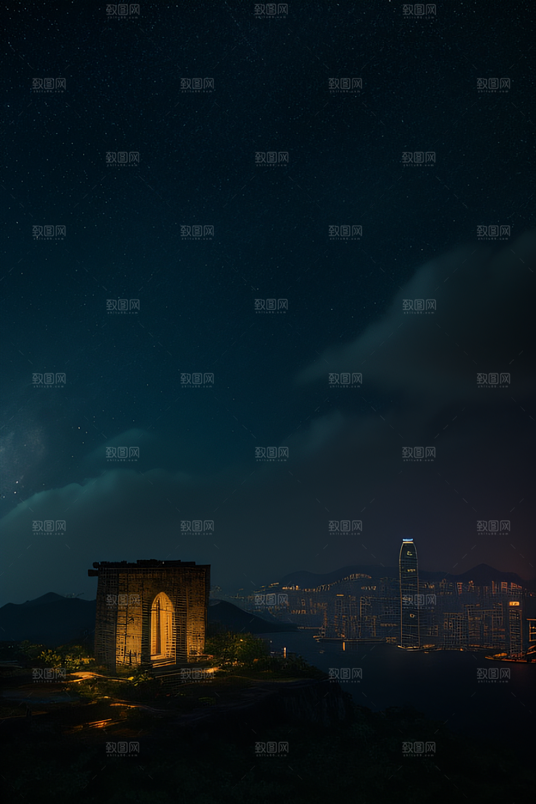 星空下的废墟遗迹探秘