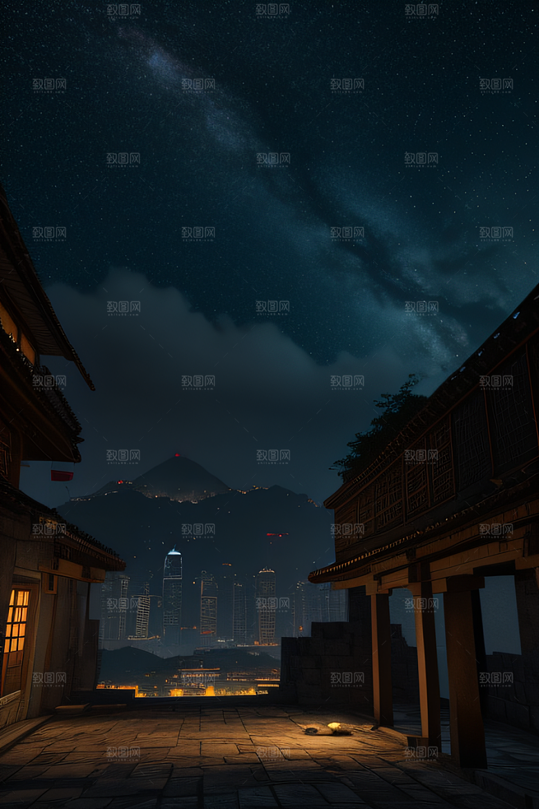 星空下的废墟遗迹探秘