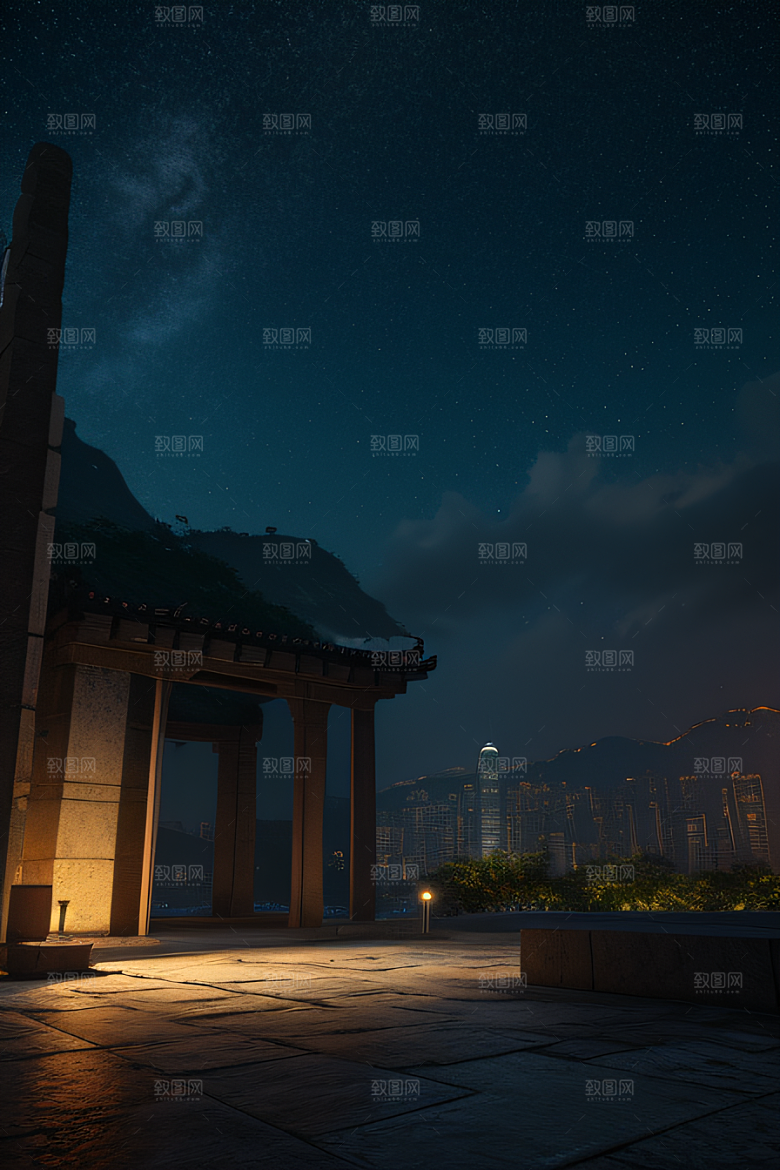 星空下的废墟遗迹探秘