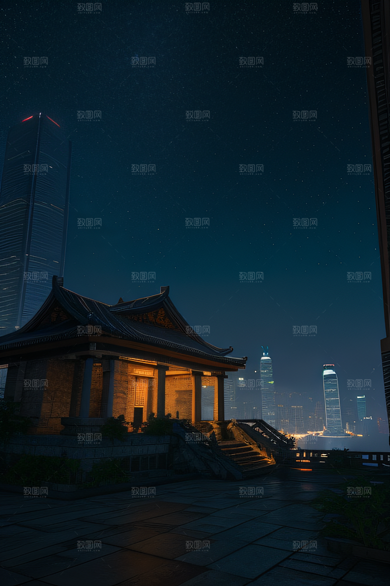 星空下的废墟遗迹探秘