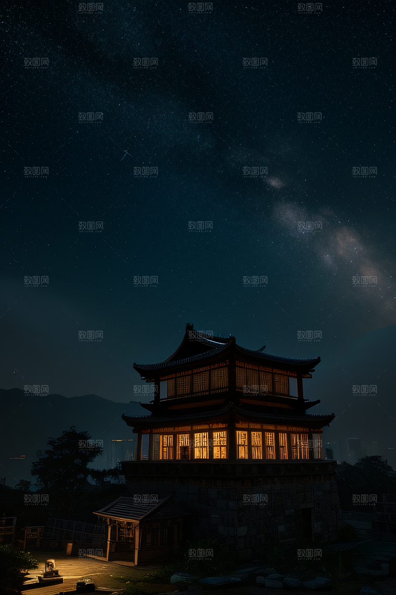星空下的废墟遗迹探秘