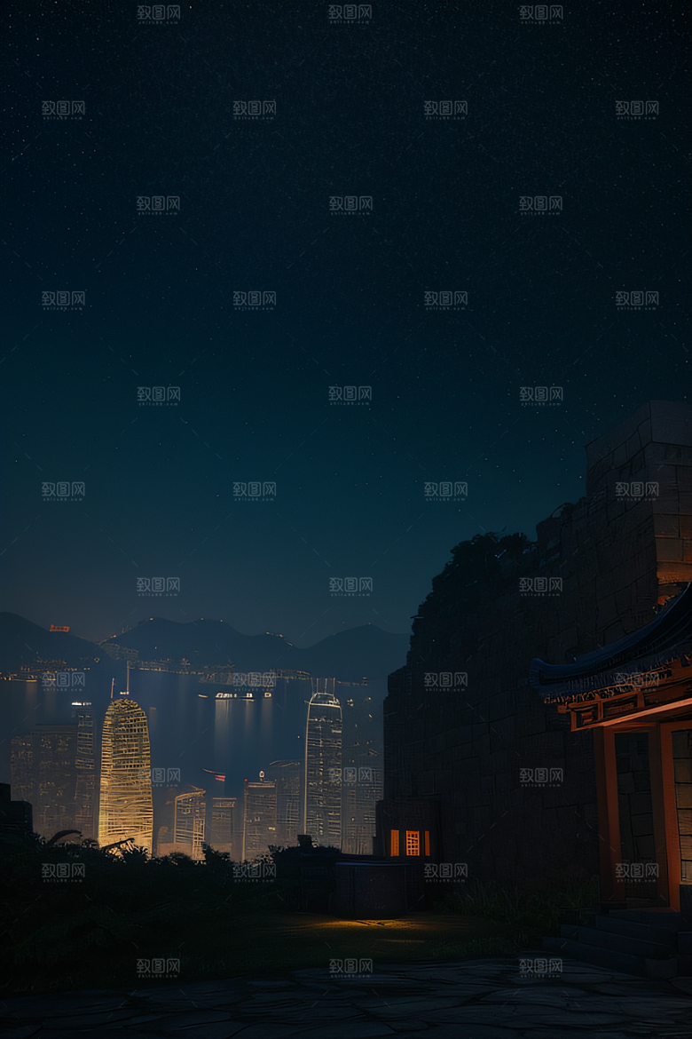 星空下的废墟遗迹探秘