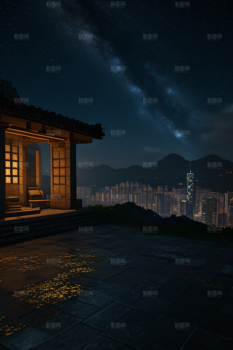 星夜下的香港废墟奇观