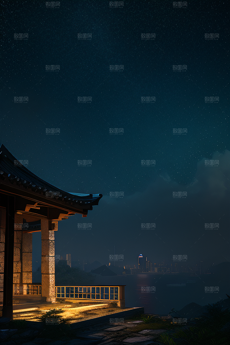 星夜下的香港废墟奇观