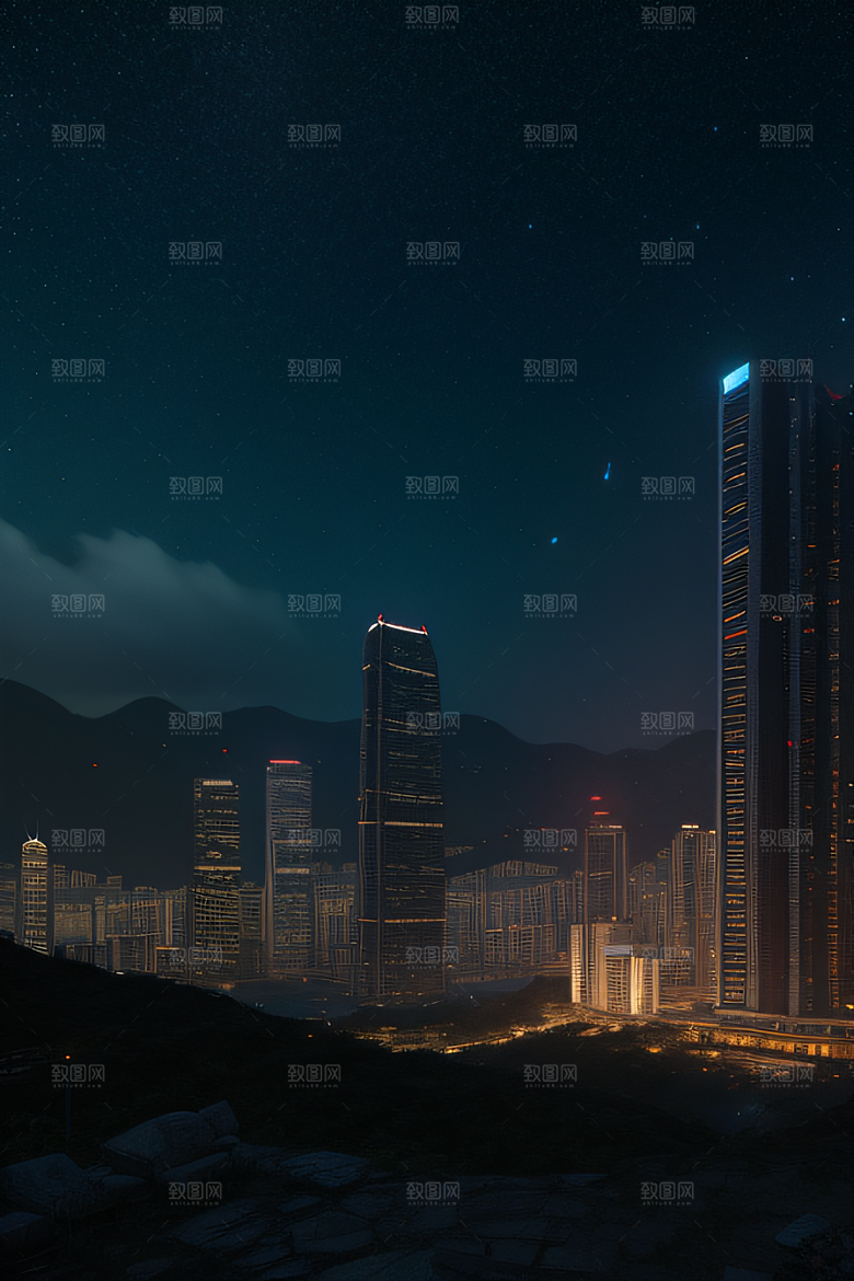 星夜下的香港废墟奇观