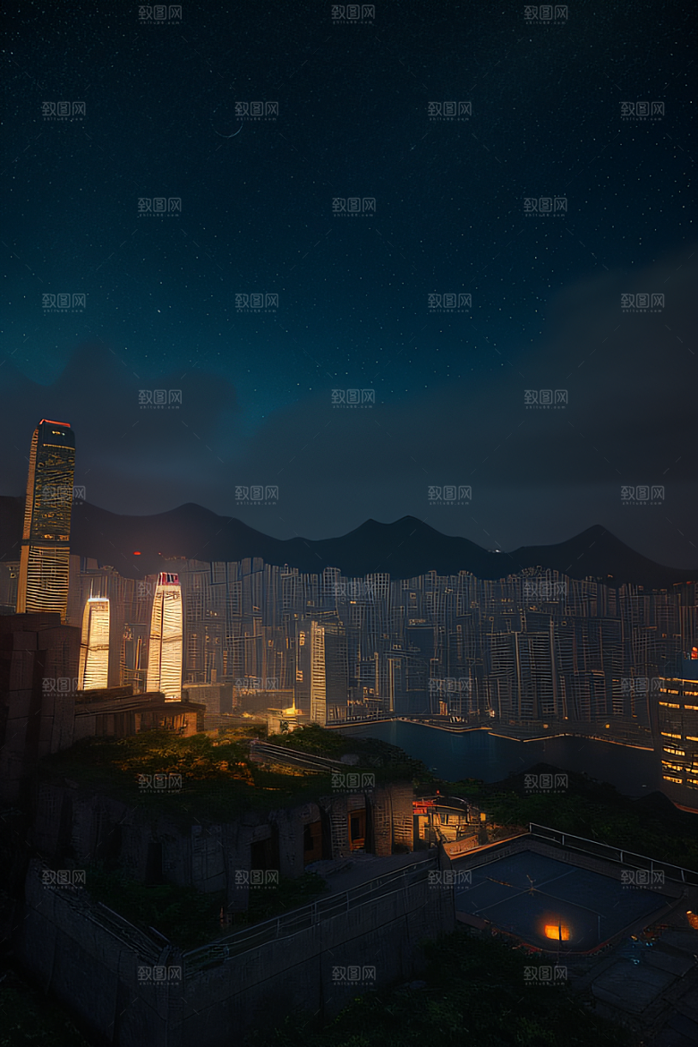 虚幻引擎呈现的香港夜景
