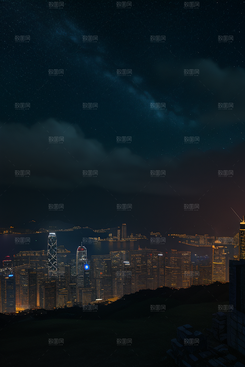 虚幻引擎呈现的香港夜景