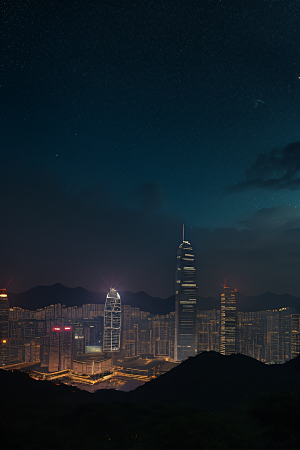 虚幻引擎呈现的香港夜景