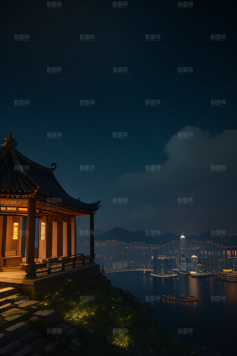 虚幻引擎呈现的香港夜景