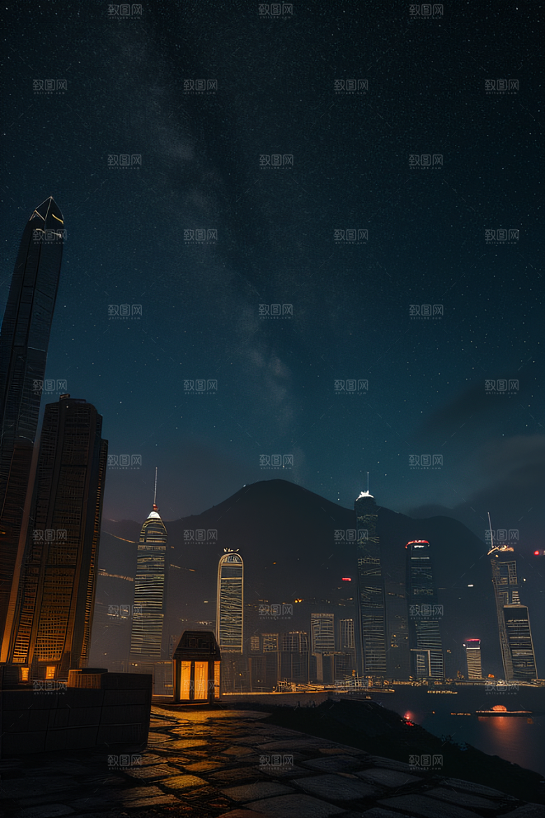 虚幻引擎呈现的香港夜景