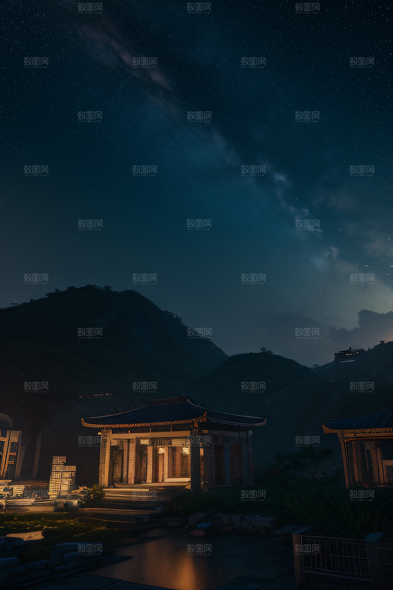 香港夜晚的废墟美景