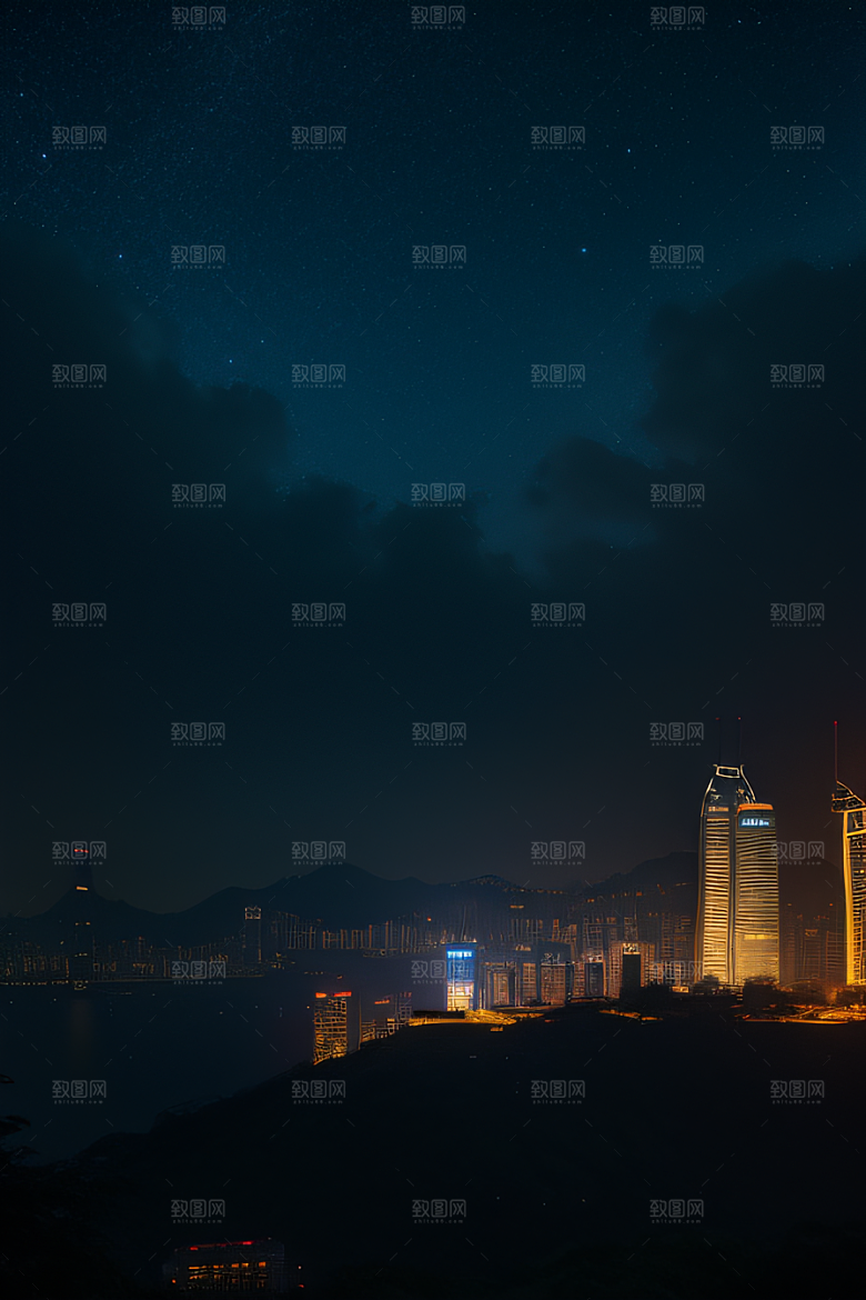 香港夜晚的废墟美景