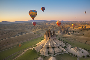 土耳其热气球飞跃蓝天的奇妙体验