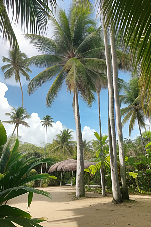 椰子树的美丽色彩丰富维生素的滋补佳品