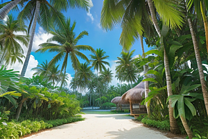 椰子树的自然味道丰盛水果的丰收季节