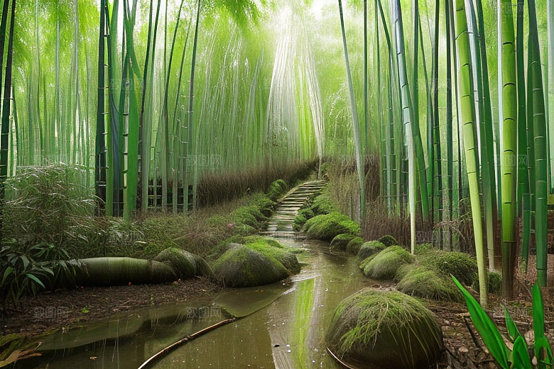 竹子的青翠的美景