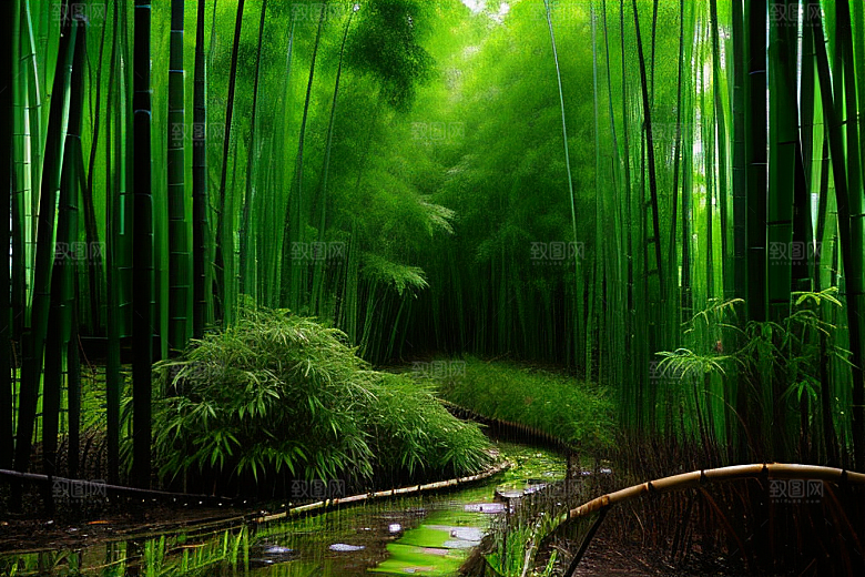 竹子的生机的美景