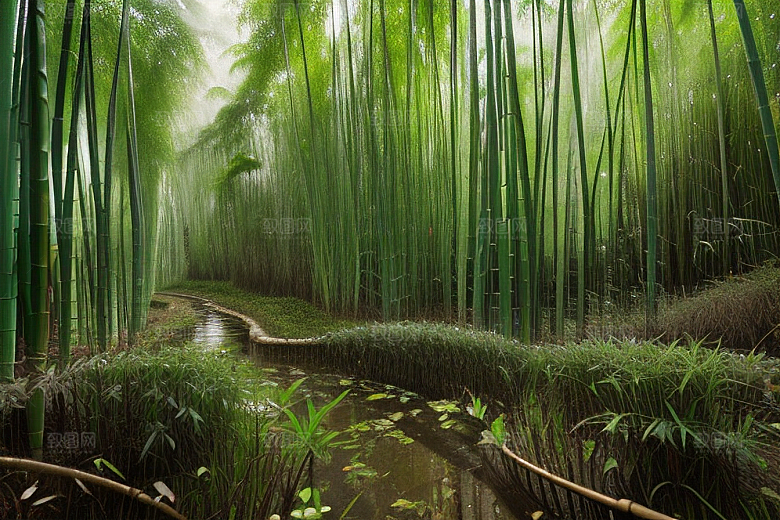 竹子的生机的美景