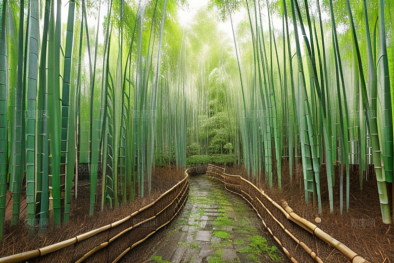 雨后的竹笋丛的美景