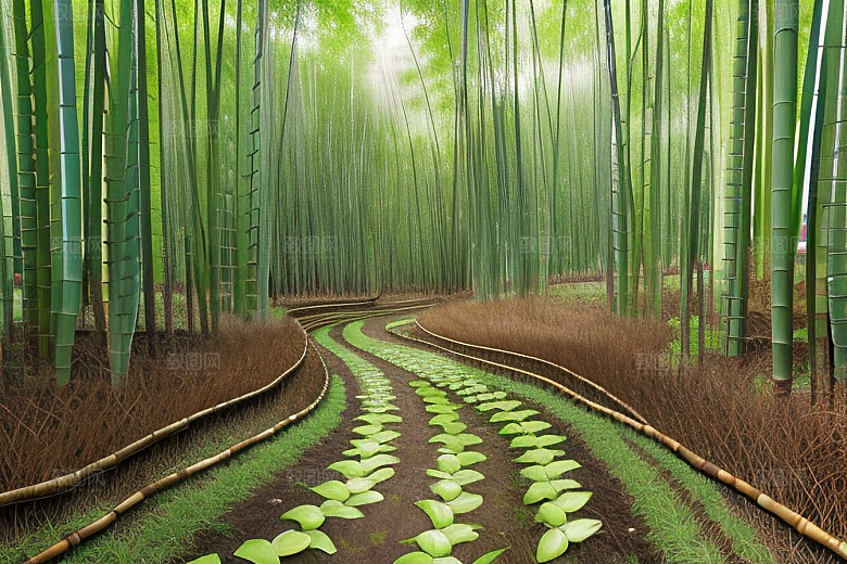 雨后的竹笋丛的美景