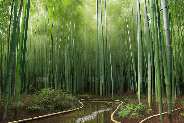 雨后的竹笋丛的美景