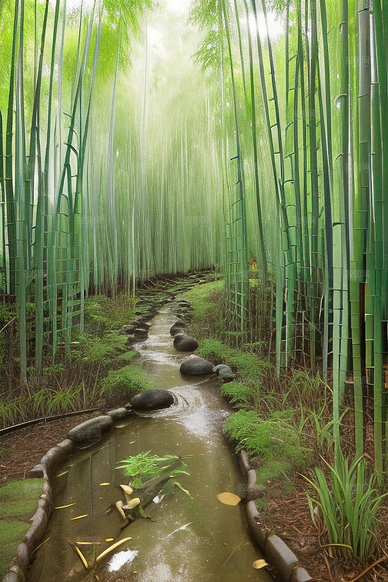 雨后的竹笋丛的美景