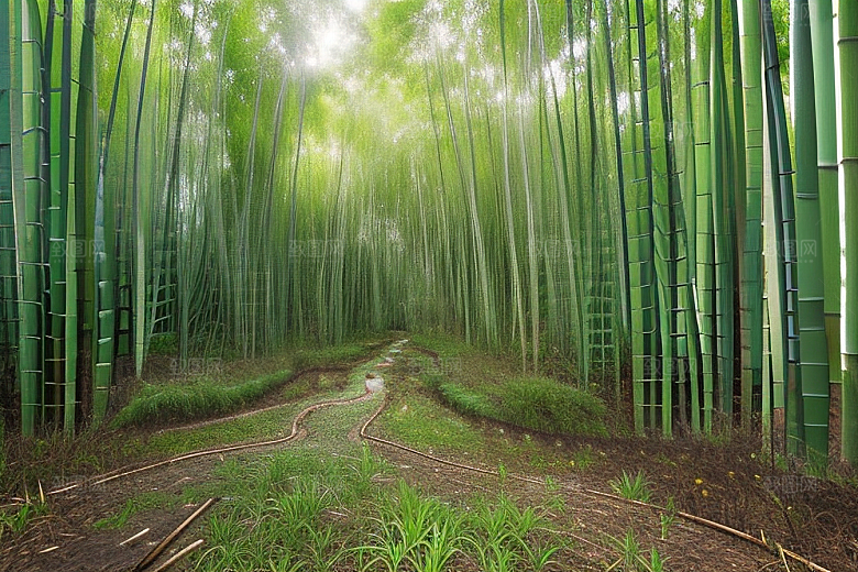 雨后的竹笋丛的美景