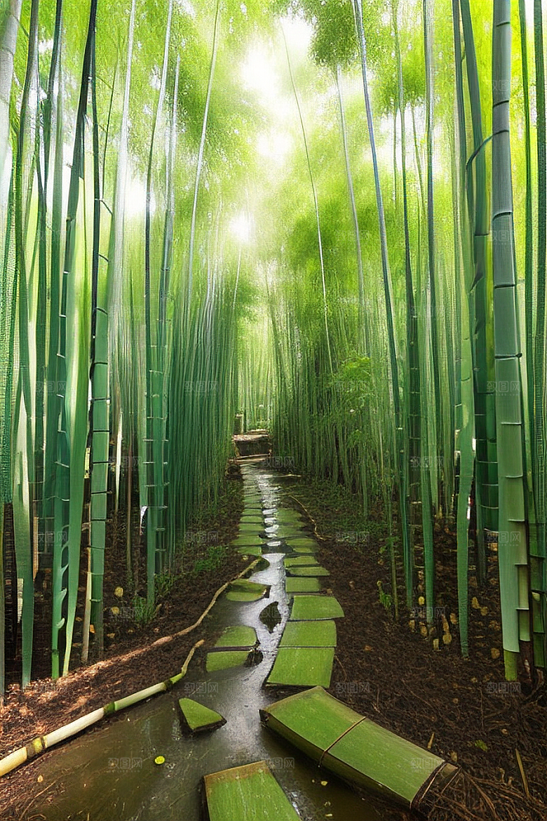 雨后的竹笋丛的美景