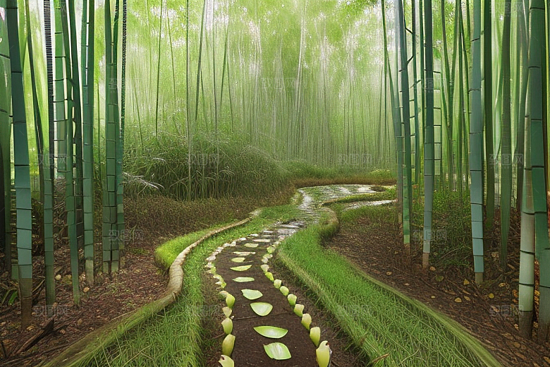 雨后的竹笋丛的美景