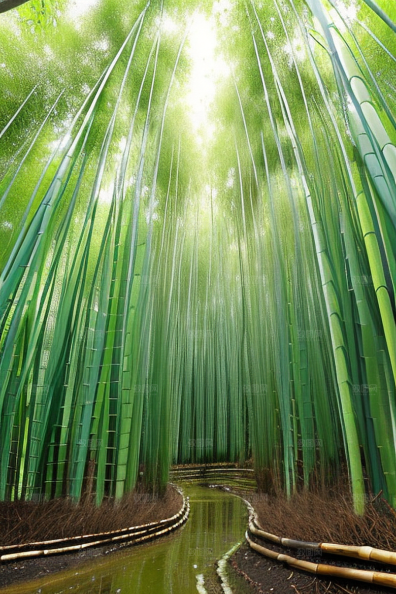 雨后的竹笋丛的美景