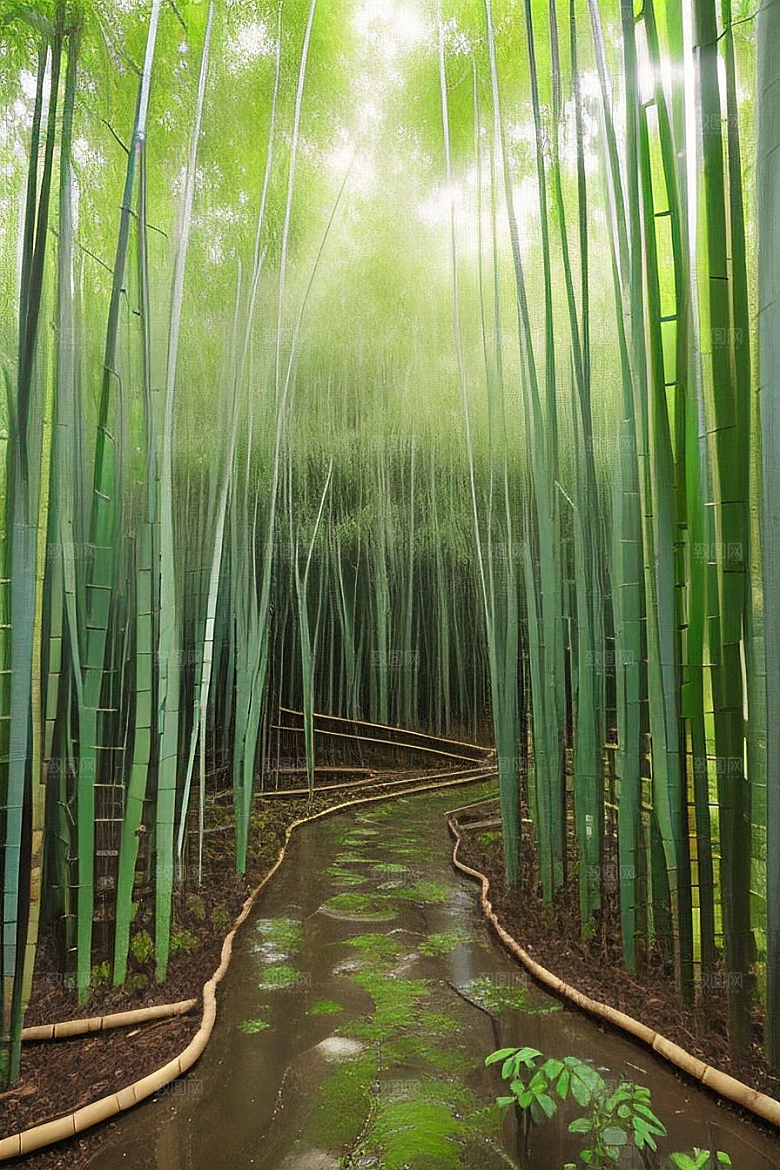 雨后的竹笋丛的美景