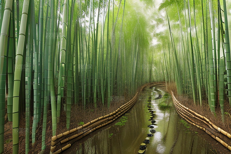 雨后的竹笋丛的美景
