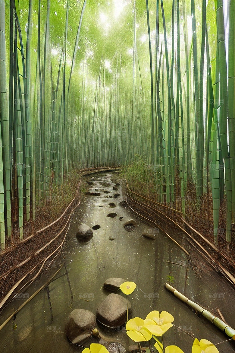 雨后的竹笋的美景