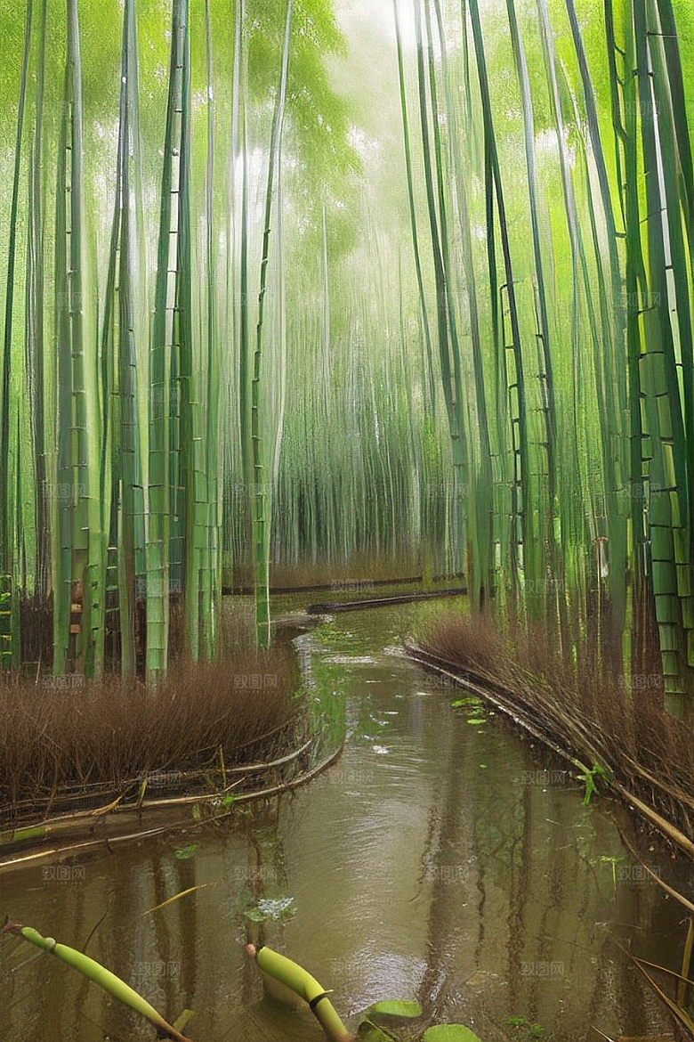 雨后的竹笋的美景