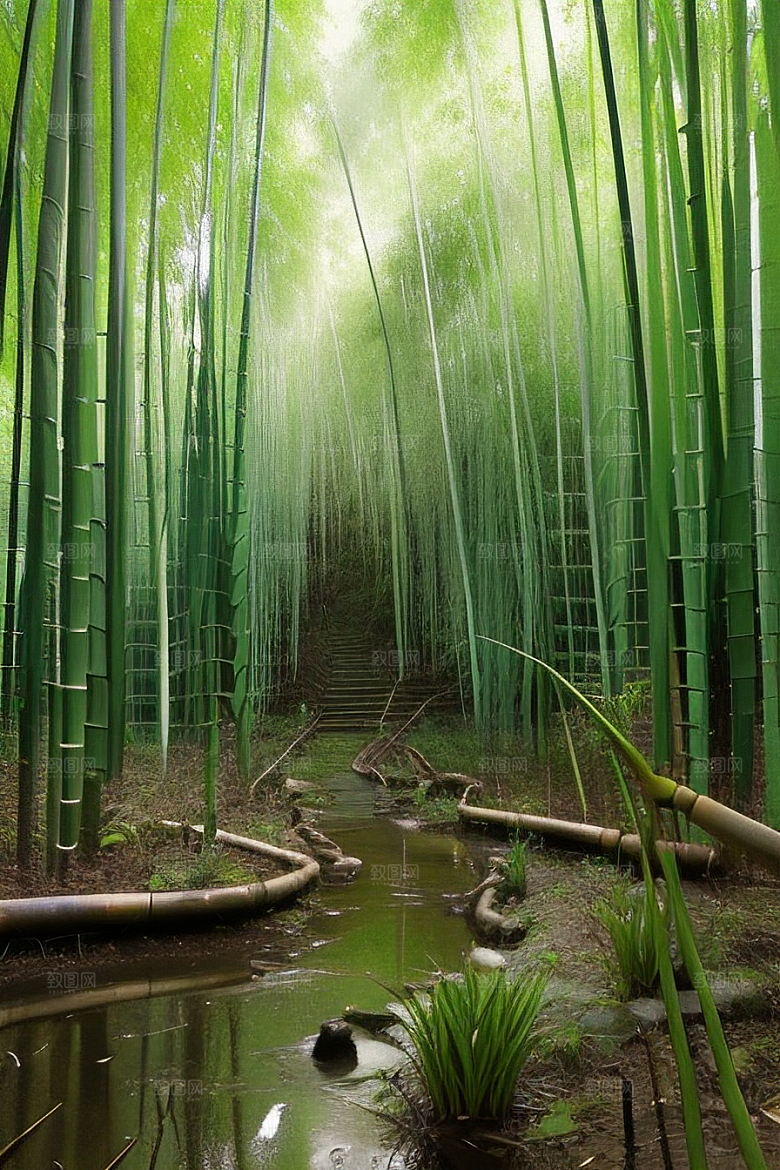 竹笋的丰满的美景