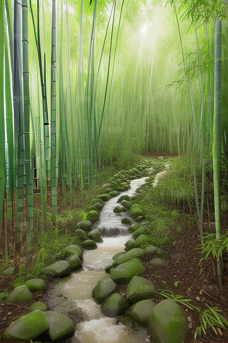 竹笋的丰满的美景