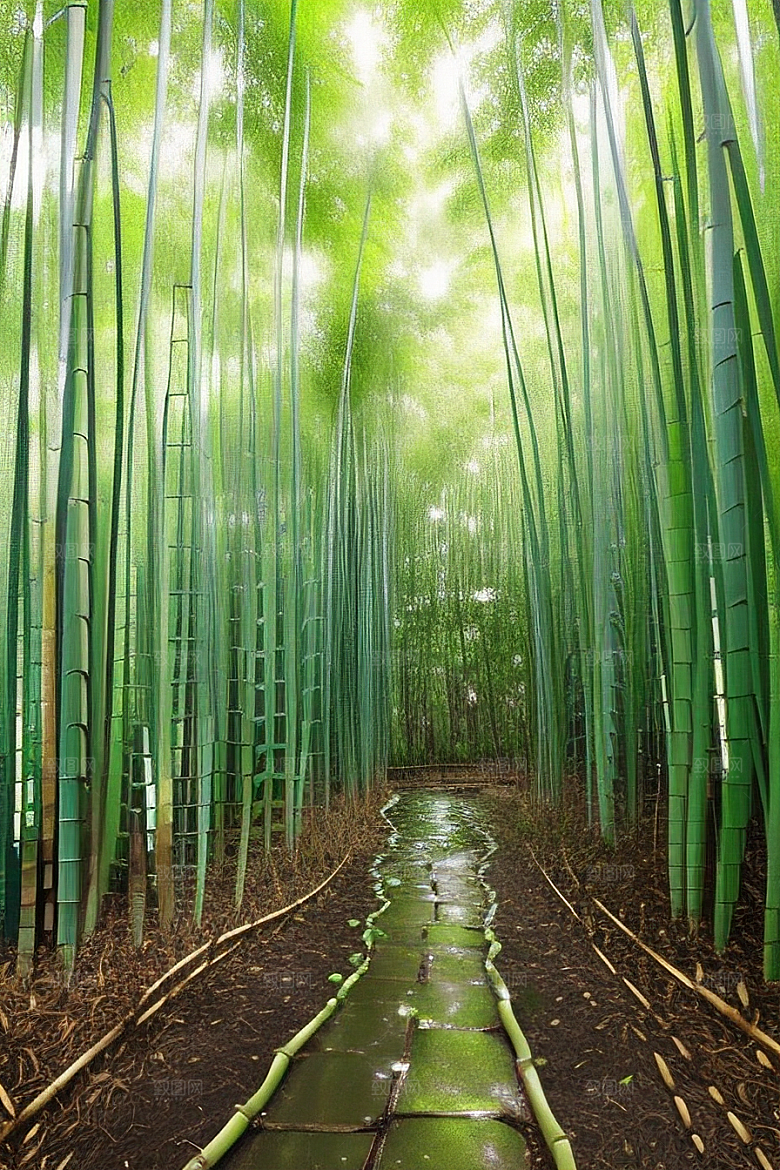 竹笋的丰满的美景
