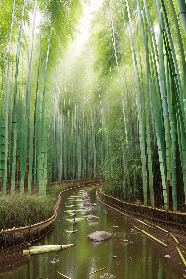 竹笋的丰满的美景