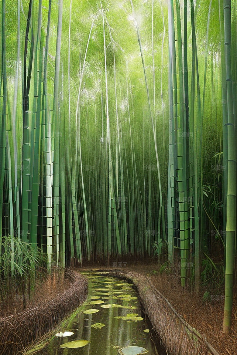 竹笋的丰满的美景