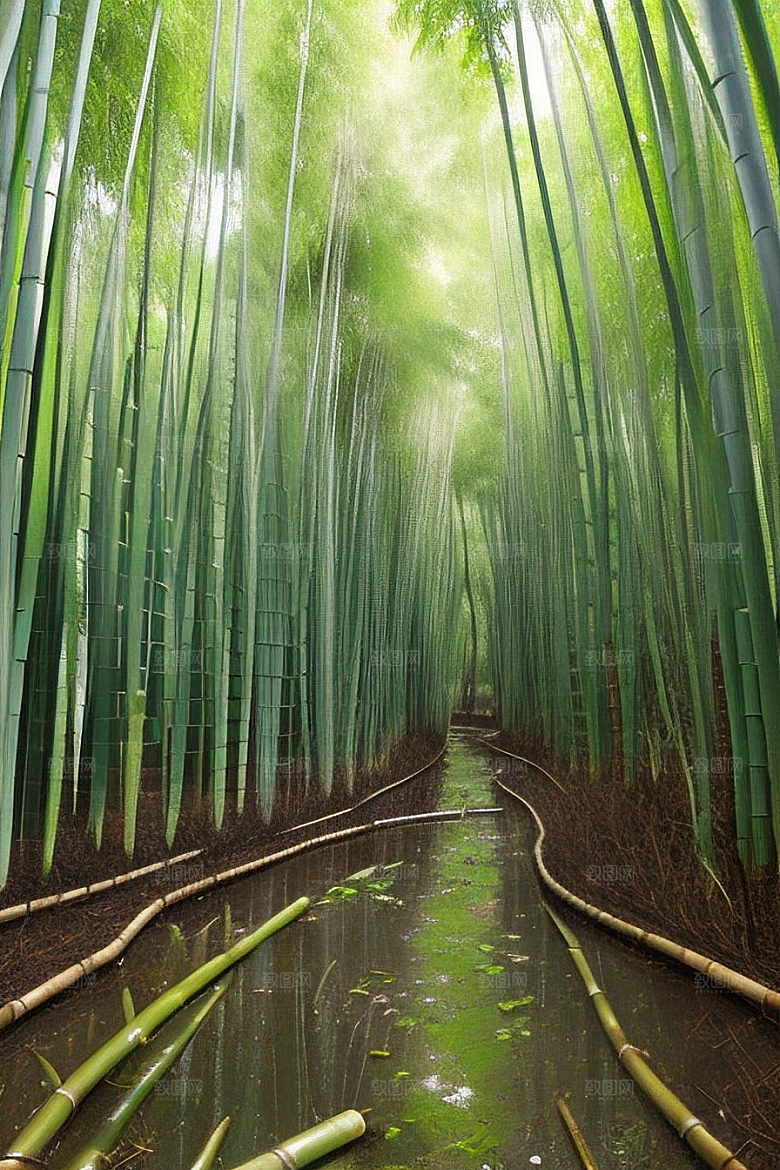 竹笋的丰满的美景