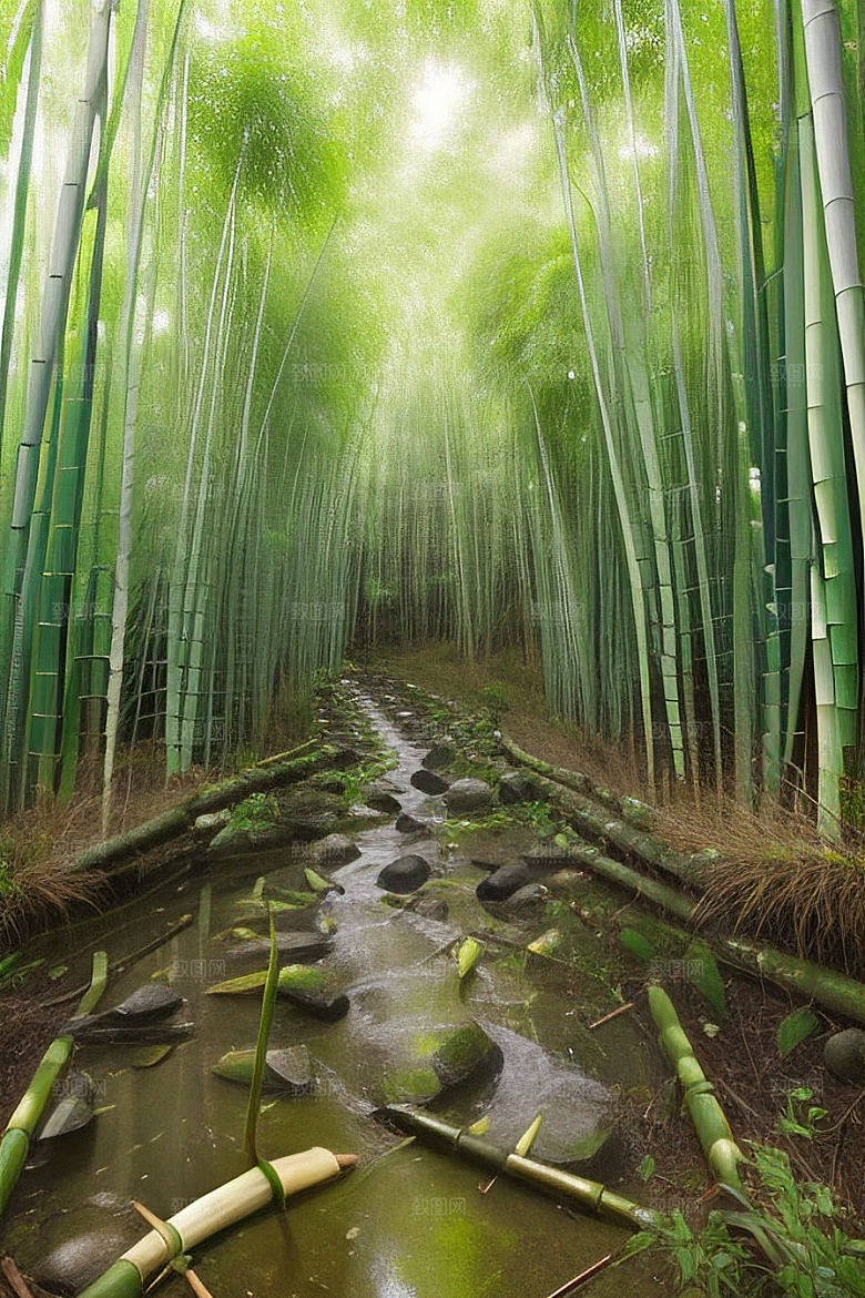 竹笋的丰满的美景